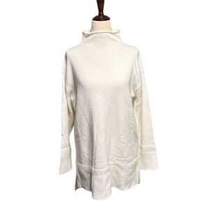 Anthropologie Moth Split Hem Funnel Neck Sweater